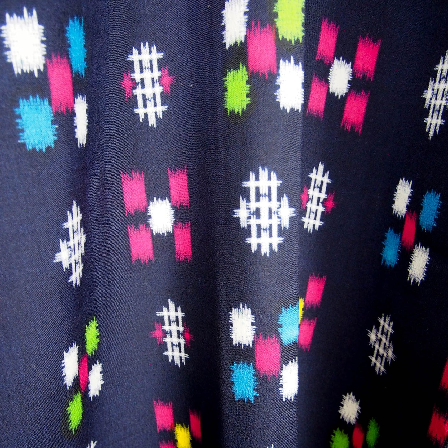 Navy Wool Rainbow Geometric Cherry Blossom
