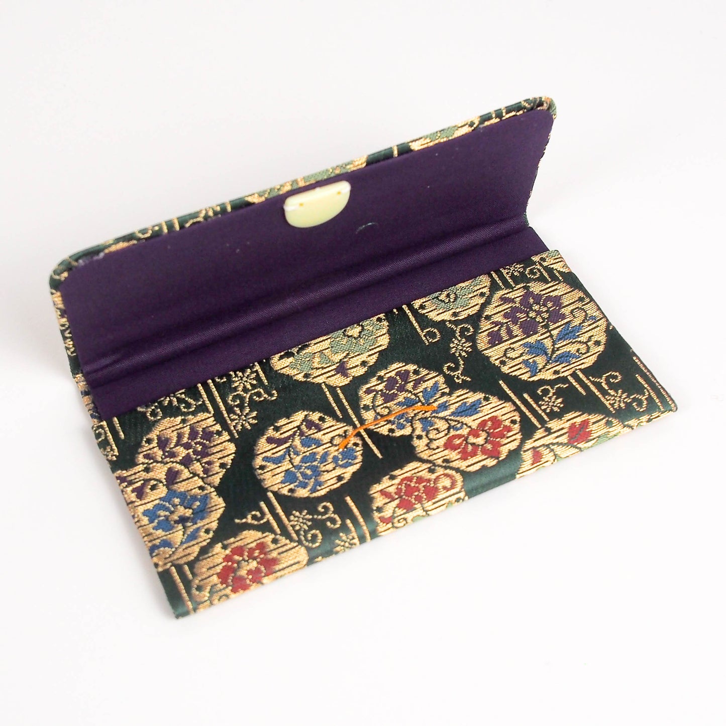 Green Floral Crests Brocade Wallet