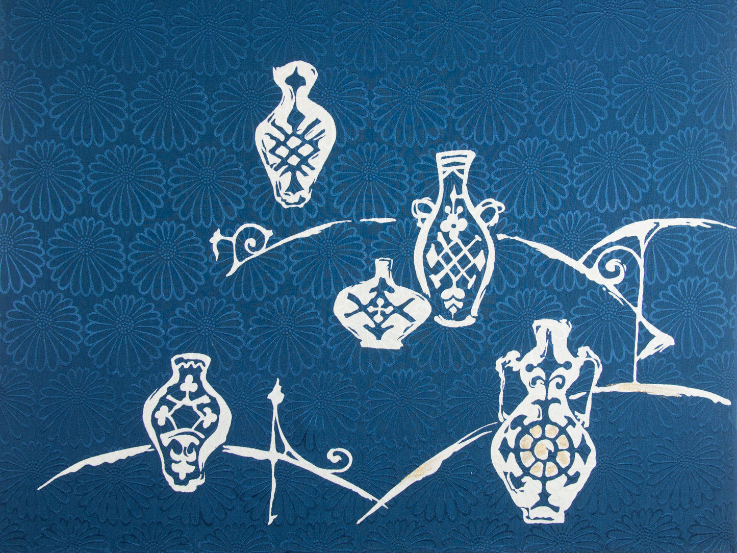 Navy Vase Print Furoshiki