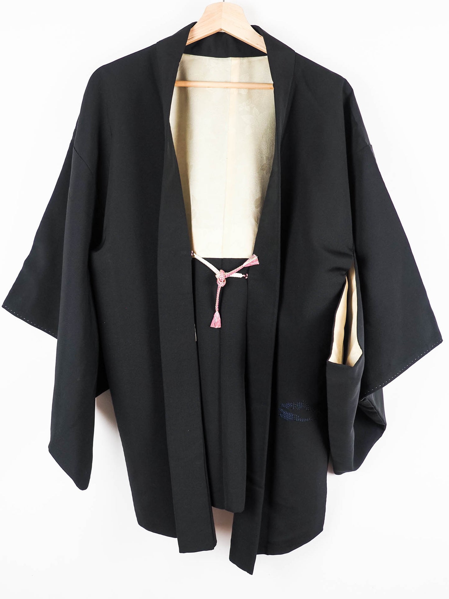 Black Haori with Cutwork Embroidery