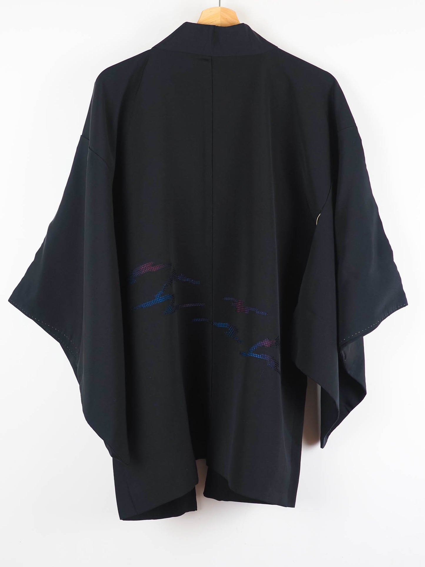 Black Haori with Cutwork Embroidery