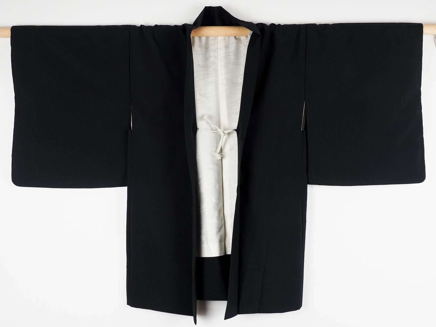 Black Haori with Embroidered Blossoms