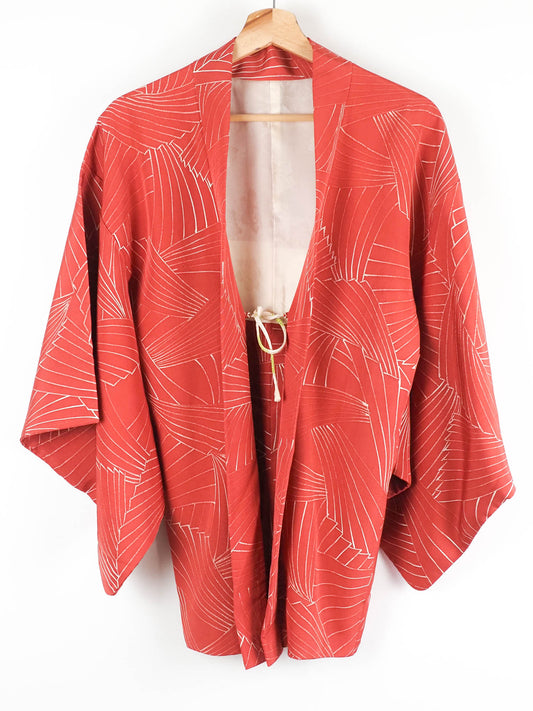 Tomato Red Haori with Pampas Grasses