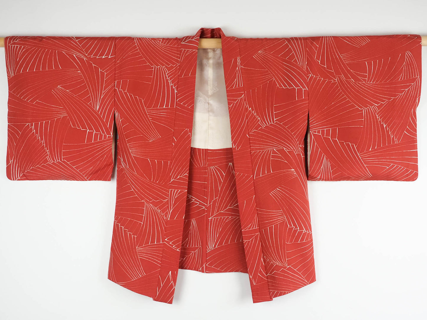 Tomato Red Haori with Pampas Grasses
