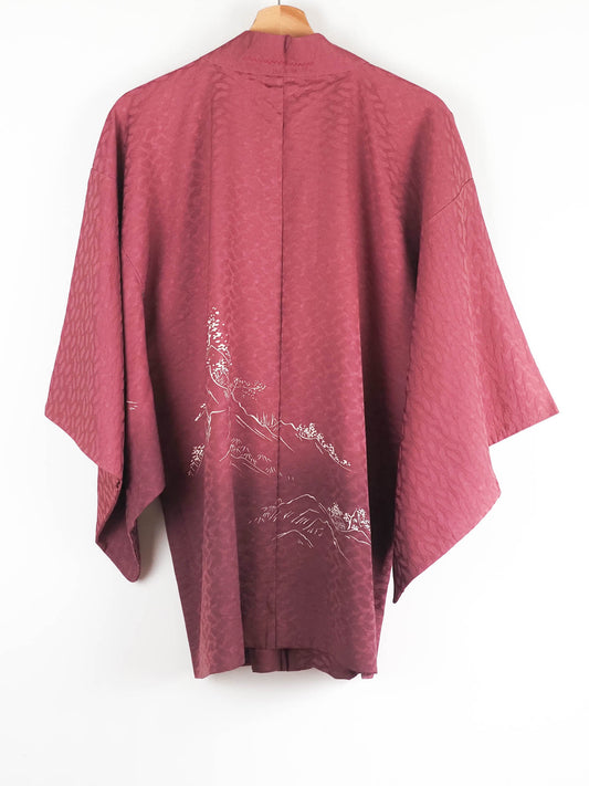 Ombre Pink Rinzu Painted Landscape Haori