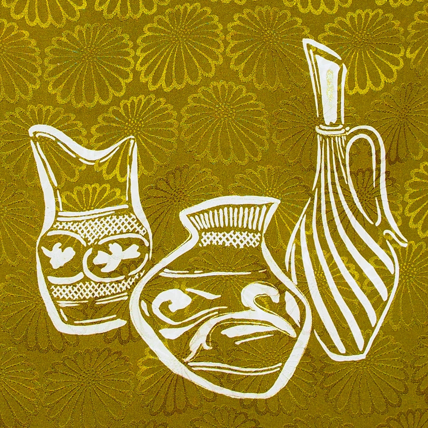 Green Rinzu Furoshiki with Vase Design