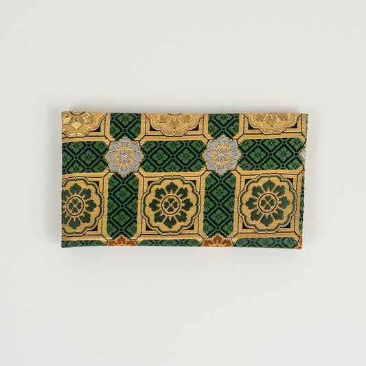 Green Tiled Crest Brocade Wallet