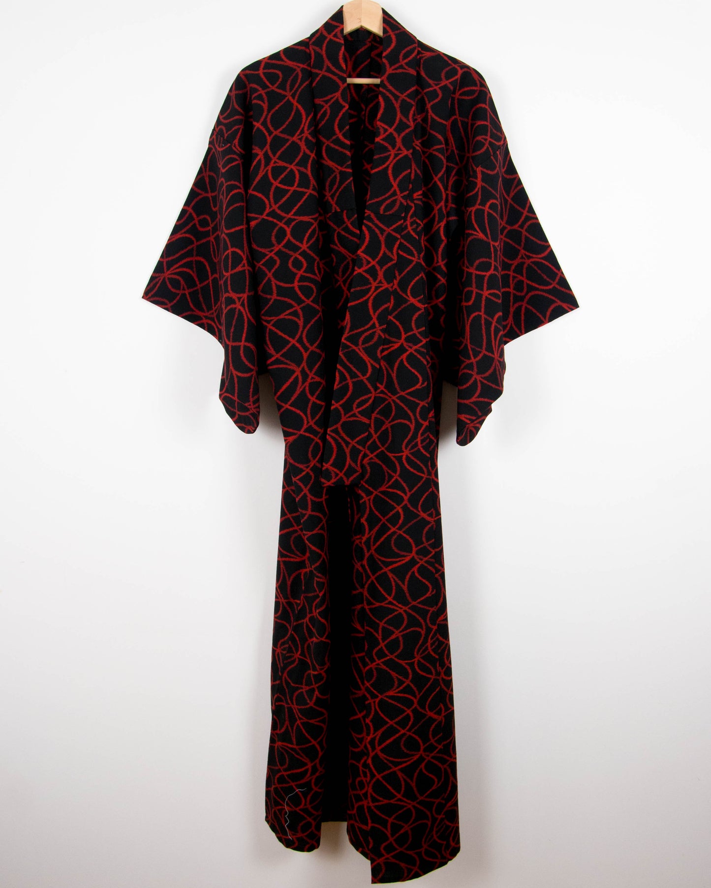 Black & Red Wool Hitoe Kimono