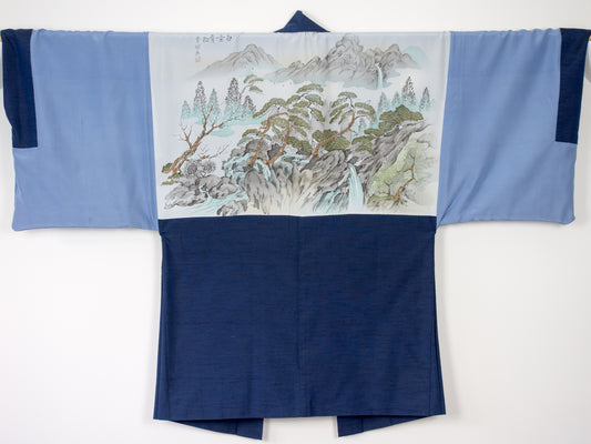 Mens haori with Hand-Painted Landscape